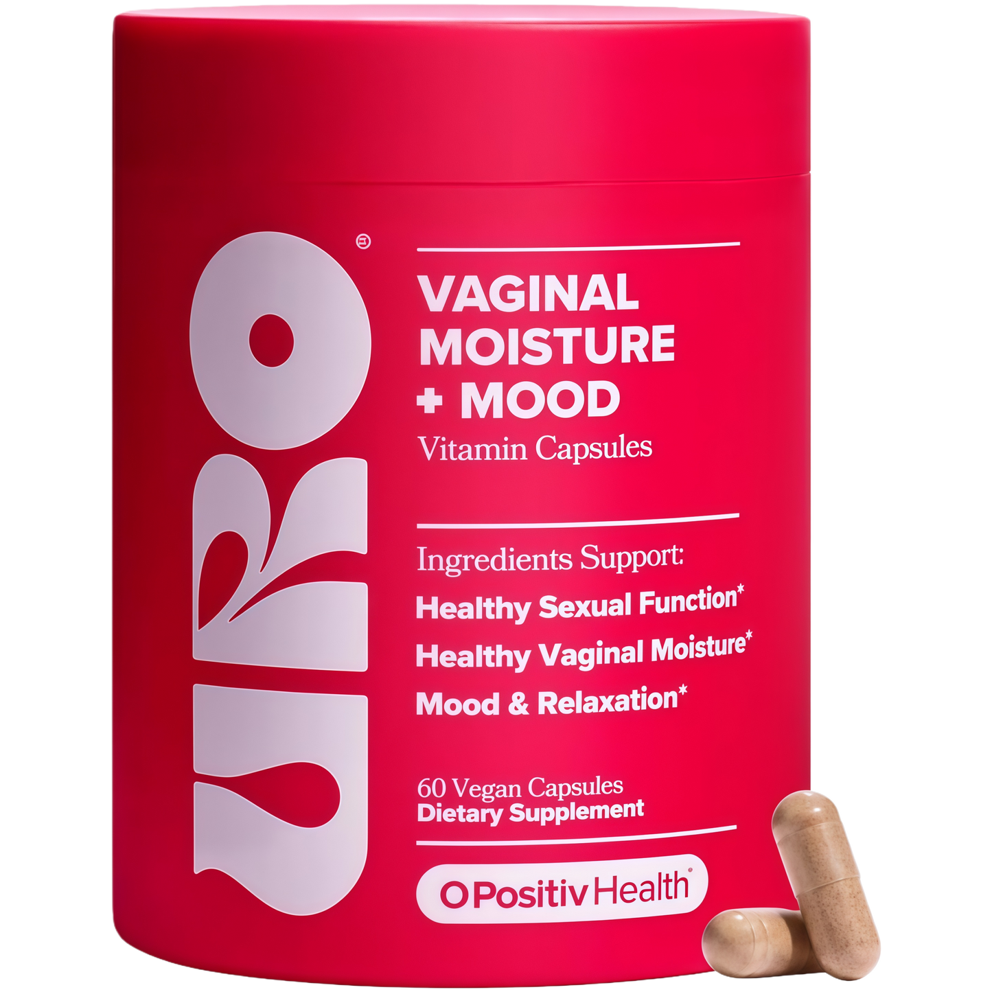 O Positiv URO Vaginal Moisture & Mood – Formulated to Support Vaginal Moisture, Mood & Relaxation – with KSM-66® Ashwagandha, Ginkgo Biloba, Mucuna pruriens, and GABA – 30 Servings
